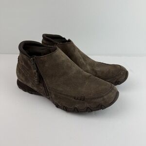 Skechers Womens Size 10 Bikers Lite Suede Ankle Boots Style Good Mood Dark Brown